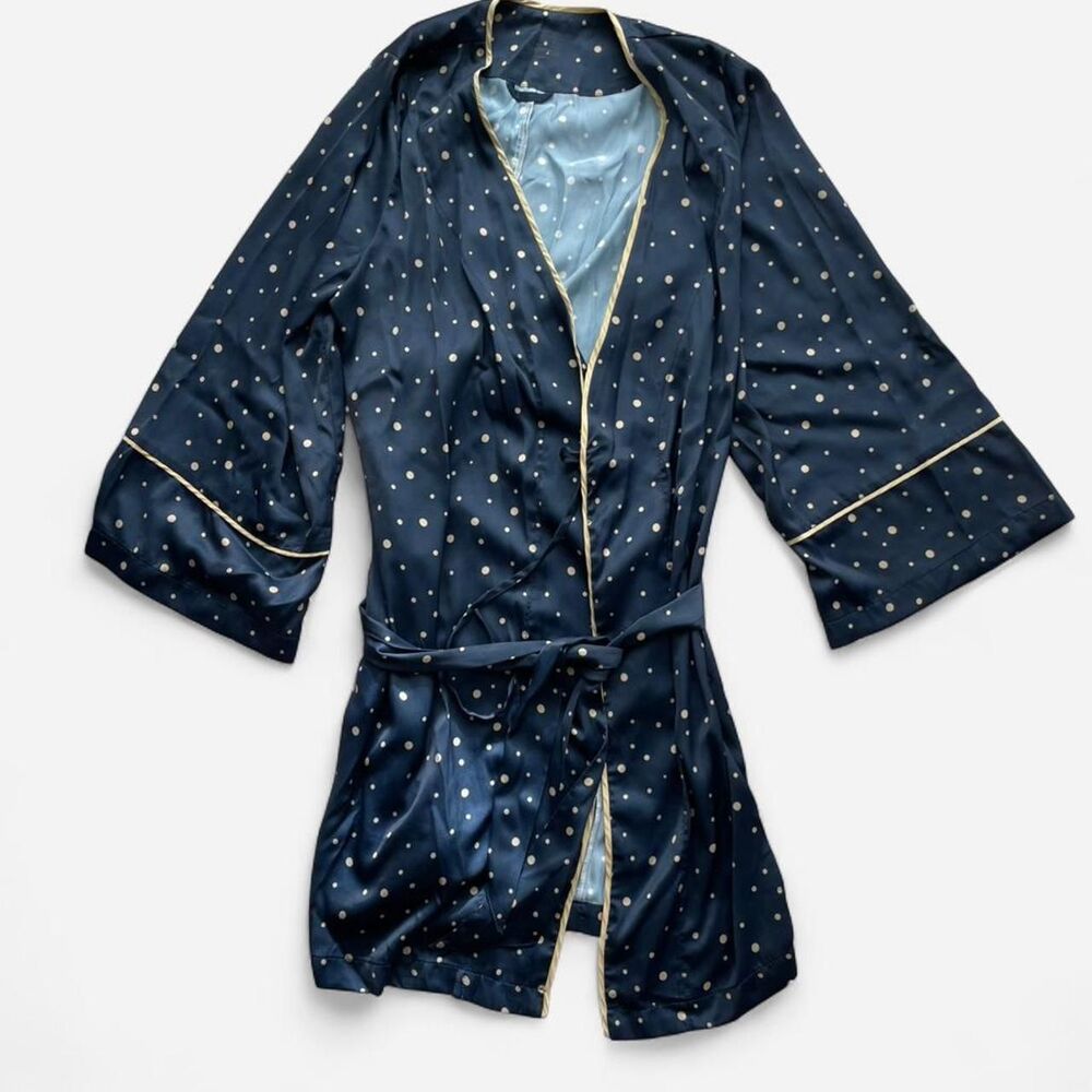 Summersalt Cloud 9 Silky Robe - Celestial Dot in Deep Sea & Gold